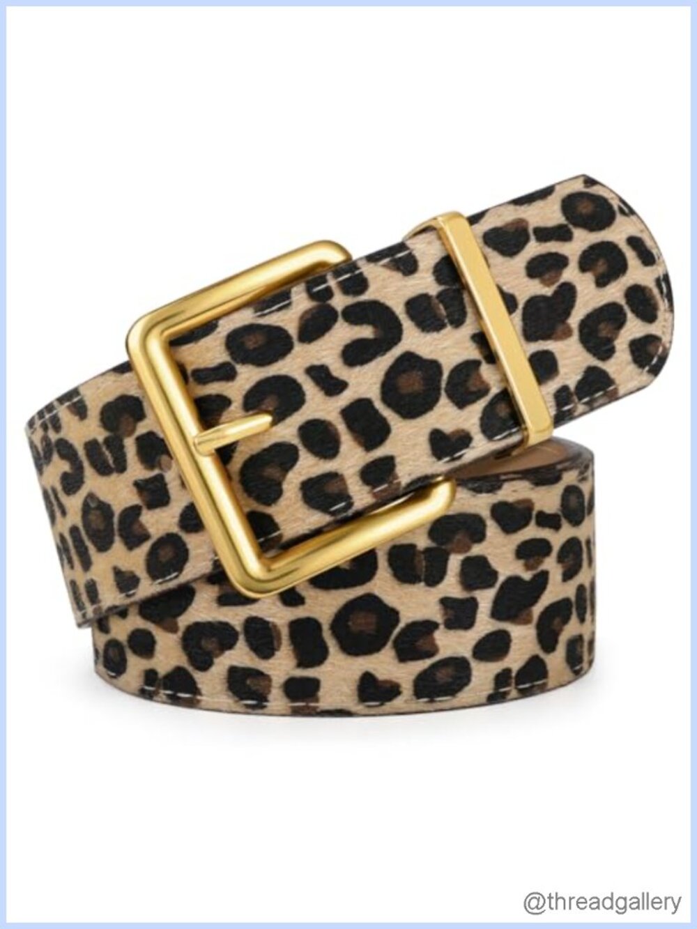 Women's Wide Chunky Suede Belt with Gold Square Buckle Adjustable
